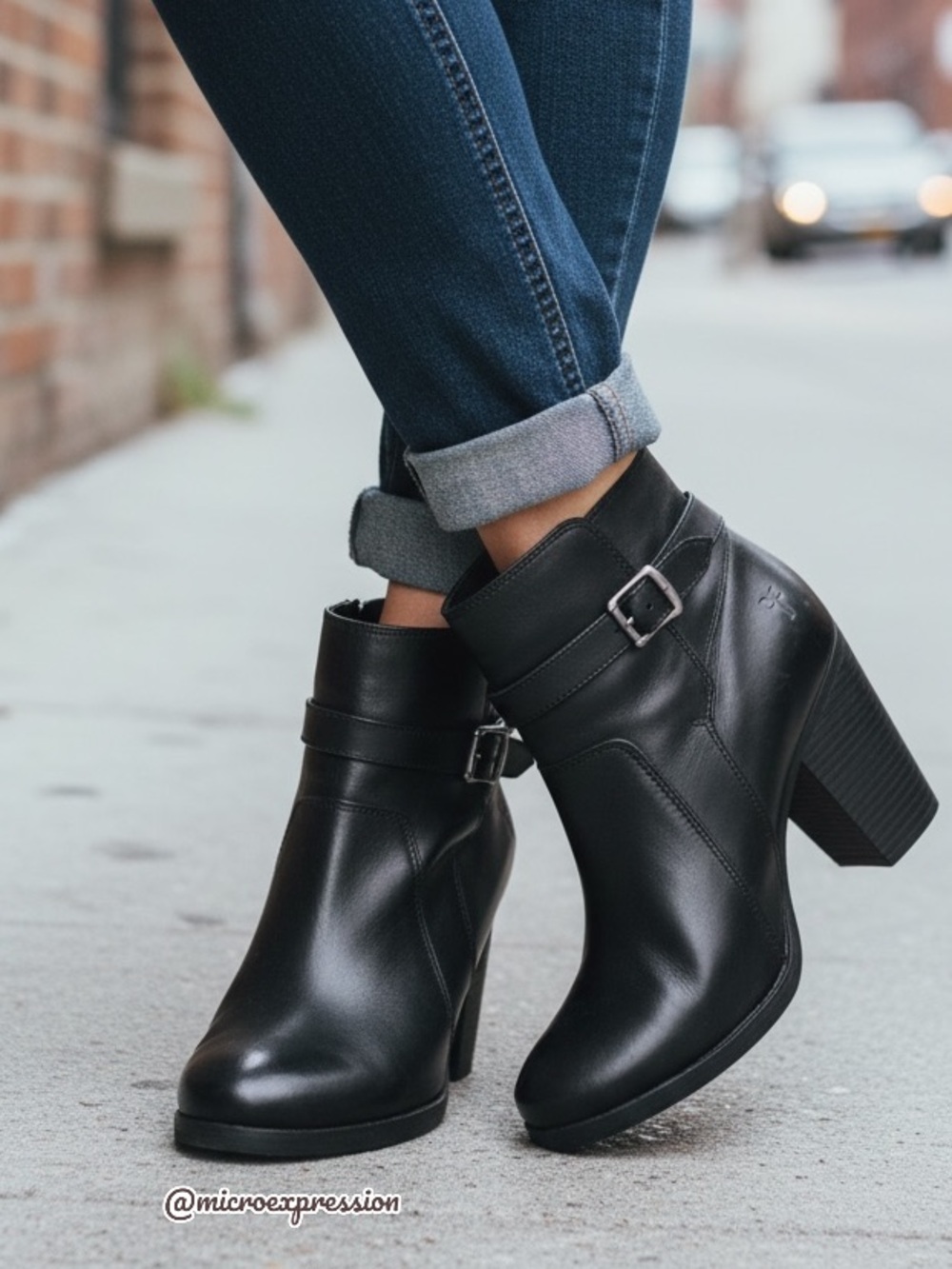 Frye Pattie Black Leather Belt Riding Ankle Bootie